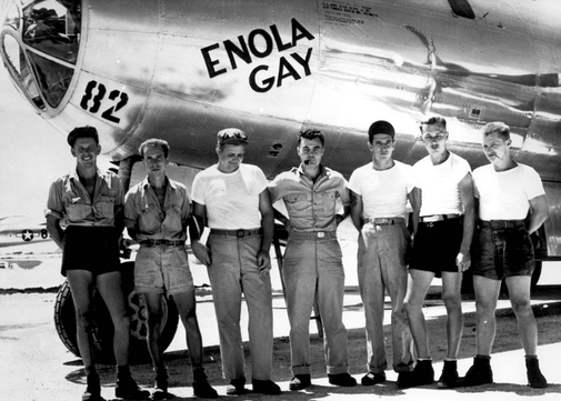 Crew of Enola Gay, the US bomber that launched the attack on Hiroshima in August 1945