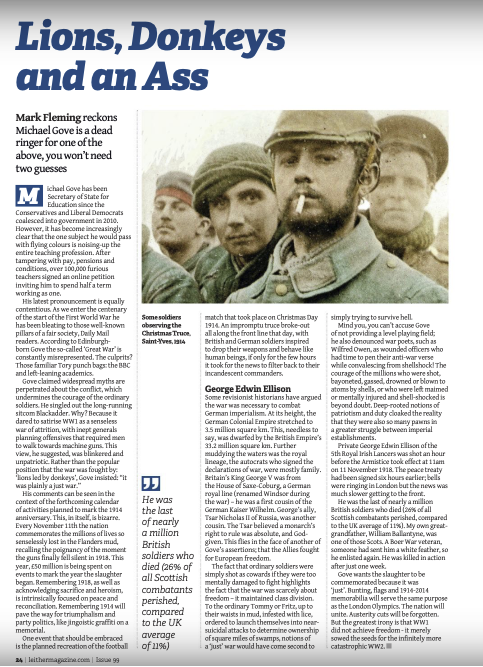 Article by Mark Fleming, published in The Leither, about World War 1