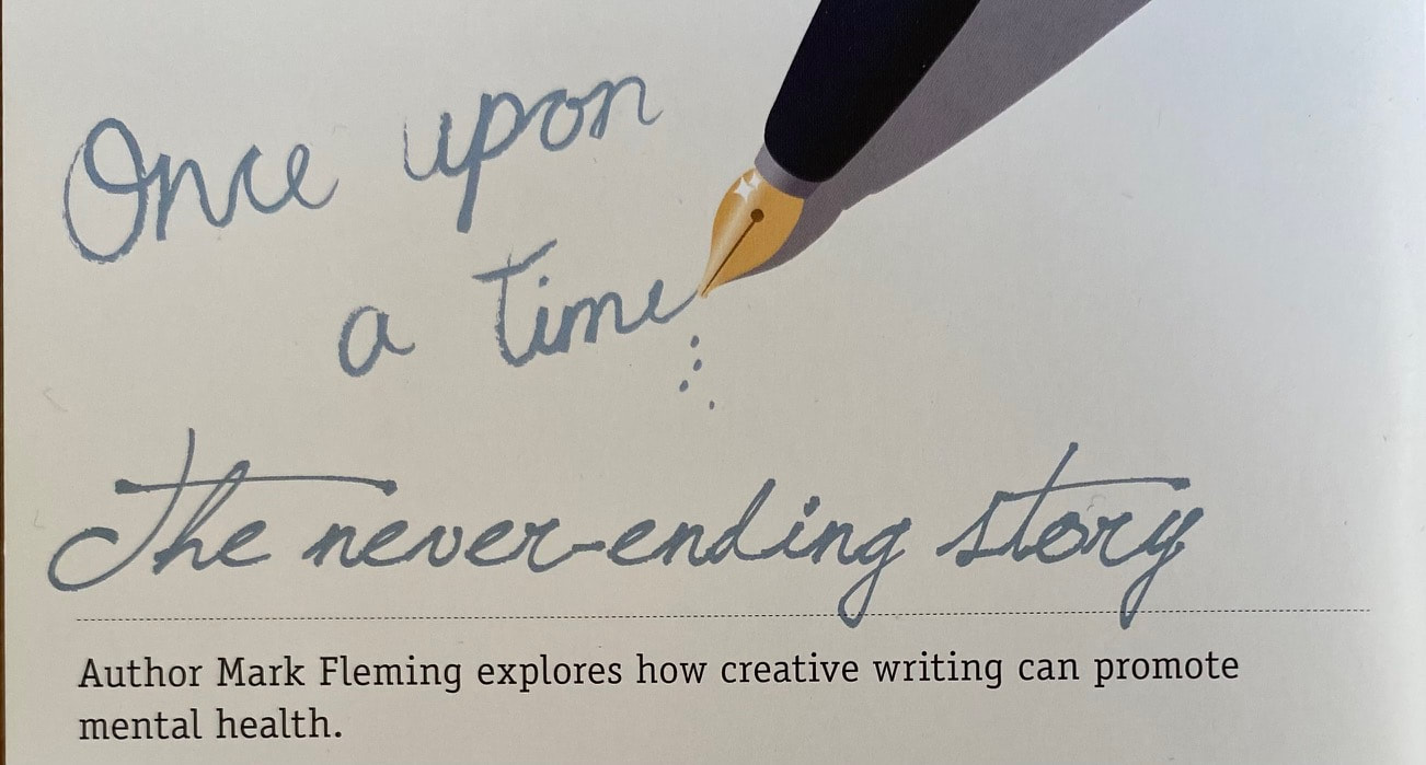 Image header for blog 'How creative writing can help your mental health,' from The Point (a journal published by the Scottish Association for Mental Health) by Mark Fleming