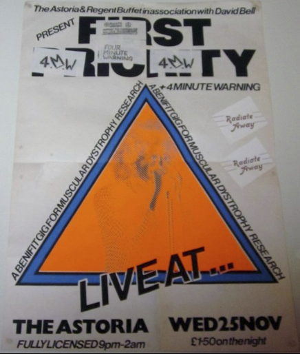 Poster for First Priority and 4 Minute Warning at the Astoria, 25/11/81