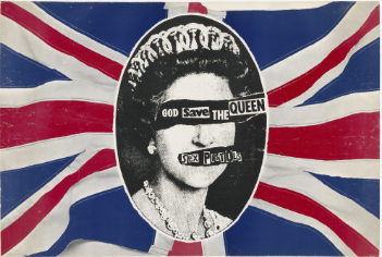 Cover of Sex Pistols 'God Save the Queen,' released on this day in 1977, and featured in Andrew Watson's novel, 'When Two Sevens Clash'